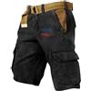 Generico Pantaloni Cargo Corti Uomo Estivi Bermuda Con Tasche Laterali Vita Elasticizzata Militare Cotone Sportivo Pantaloncini Da Lavoro Multi-Tasca Casual Taglie Forti Leggero Shorts Classico Vintage Comodi
