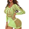 XIUSEMY Biancheria da notte sexy da donna, babydoll, body intero, in rete, con orsacchiotto in rete, camicia da notte in rete, Verde, taglia unica