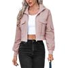 Generic Giubbotto bomber corto da donna, con cerniera, colletto rialzato, manica lunga, leggero, corto, con tasche, alla moda per donna