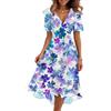 Generico Vestito Donna Estivo Boho Spiaggia Corto Maniche Abiti Estivi Donna Casual Floreale Lungo Scolla a V Larghi Dress