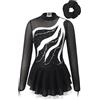 inhzoy Vestito da Pattinaggio Artistico Bambina Abito da Balletto Danza Ballerina con Strass Body Danza Classica Maniche Lunghe Leotard Costume da Ballo Samba Salsa Jazz Bianco 7-8 Anni