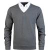 Yukirtiq Uomo Maglione e Camicia 2 in 1 Scollo a V Maglia a Maniche Lunghe Pullover Lavorato a Maglia con Il Colletto di Camicia Maglioncino da Uomo, Grigio+Bianco, M