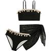 SEAUR Ragazza Set Bikini con Gonna a Maglia 3 Pezzi Costume da Bagno Moda Conchiglia Bikini Set Bambino Estate Spiaggia Piscina 8-12 Anni
