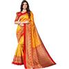 IMTRA FASHION Sari Indiano Da Donna Stampato Sari Di Seta Artistica Con Camicetta Gialla (MINALI MUSTARD)
