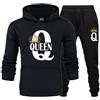 Agiyenna Coppia Felpa con Cappuccio Set Uomo Donna Due Pezzi Tuta per Il Tempo Libero King Queen Pullover con Tasche Felpa con Cappuccio + Pantaloni Tuta da 2 Pezzi