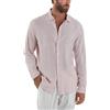 Giosal Camicia Uomo Lino Colletto Maniche Lunghe Casual Regular Fit Basic Tinta Unita Vari Colori (IT, Testo, S, Regular, Regular, Rosa)