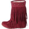 FGUUTYM Stivaletti da donna alla moda con frange, piatti, alla caviglia, in pelle scamosciata, invernali, caldi, da cowboy, medievali, per le mezze stagioni, Colore: rosso, 37 EU