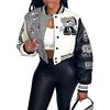 Vagbalena Giacca da Baseball Corta da Donna Giacca Varsity Stampa Piumino Color Block Berretto da Baseball Y2K Cappotto Streetwear Giacca Leggera Felpa (Grigio,S)