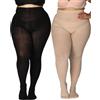 MERYLURE Collant taglie forti da donna fino a 6x, collant in nylon semi opachi, calze a vita alta tinta unita, Nero + nudo, 5X-6X