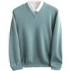Adhdyuud - Maglione da uomo invernale in lana merino, con scollo a V, a maniche lunghe, in cashmere spesso, maglietta in maglia, Turchese, M