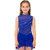 Runhomal Bambini Vestito Da Danza Lirico per Ragazze Vestito Danza Lirico Body Classico Pattinaggio Di Artistico Prestazioni Scena, blu, 9-10 Anni