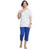 Leedya Pigiama Donna Leggero e Traspirante - Pinocchietto - 757 Cuori Blu TG XL
