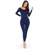 Mcilia - Completo Intimo Termico da Donna, Modale Ultra Sottile, con Scollo Rotondo, Camicia a Maniche Lunghe & Leggings, Blu Classico Small (EU 34 36 38)