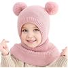 Rayson Bambini Cappello Invernali Calda Carina Berretto Invernale in Pile per Bambini con Cappuccio a Maglia Sciarpa con Cappuccio Copricapo Balaclava Cappello da Sci(Rosa)