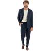 Giosal Abito Uomo Lino Elegante Sartoriale Giacca Doppiopetto Pantalone Classico Tinta Unita Vari Colori (IT, Numero, 44, Regular, Regular, Blu)