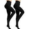 Nebalia Collant Termiche Donna Inverno - Foderata con Pile Spesso, Calze Collants Terniche Riscaldanti, Opache, Elastiche e Comode 2 paia neri L-XL