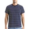 COSAVOROCK Maglietta a Righe Uomo Camicia in Cotone a Maniche Corte, Marina & Bianco, L
