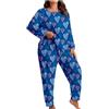 Generico Pigiama Donna Oversize Stampa Pigiama Cotone Invernale Pigiami Elegante Lungo Leggero Abbigliamento da Notte Morbido e Confortevole Set Due Pezzi Maniche Lunghe Tuta da Casa