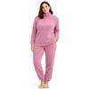 Vionara Home Pigiama Donna Invernale in Caldo e Morbido Coral Fleece, Set Pigiama in Pile, Collo Alto con 3 Bottoni, Ideale per Le Notti Fredde (IT, Testo, XXL, Regular, Regular, P606 - Rosa)