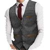 Yiaisafa Giubbotto da Uomo in Tweed, Stile Completo, a Spina di Pesce, per Caccia, Vintage, Retro, in Lana, per Matrimonio, Sposo, Taglia S-3XL, grigio., L