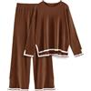 CMTOP Tuta Donna Completo Elegante 2 Pezzi Casual Tute da Ginnastica Tailleur Girocollo Maglia a Maniche Lunghe e Pantaloni a Gamba Larga Autunnale Invernale Completi Per La Casa