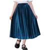 Yhong Bambina Gonna Lunga Boho Swing Linea A Gonnellino a Alta Vita Elasticizzata Plissé di Velluto Gonne a Pieghe in Tinta Unita per Compleanno Banchetto Blu Pavone 5-6 Anni