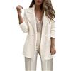 Generico Giacca da Abito Donna Oversize Elegante Blazer Invernale Tinta Unita Tailleur Classic Nero Maniche Lunghe Corta Cappotto