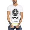 Red Bridge Maglietta da Uomo a Maniche Corte a Righe Neon con Stampa NASA Bianco