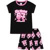ThePyjamaFactory Pigiama corto da bambina Six Seven nero rosa 67 pigiama per bambini, Nero , 7-8 Years