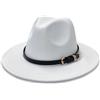 HEYANN Cappello classico Fedora a tesa larga con fibbia per cintura in feltro unisex cappello da trilby da uomo panama cappello jazz cappello per donna uomo, bianco, L