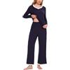 Atxnn Pigiama Donna Pigiama Due Pezzi Invernale Caduta Set Pigiama Top Maniche Lunghe e Pantaloni Comodi con Tasche per Home Tempo