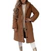 Generisch Cappotto lungo da donna in pile Teddy con colletto a risvolto, elegante cappotto di peluche con abbottonatura, morbido e caldo cappotto invernale, XL