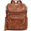 ECOTISH Zaino Donna in Cuoio Morbido Daypack Scuola Casual 2 in 1 come Zaino e Tracolla,Borsa e Zaino a Spalla in Moda da Donna per Scuola, Shopping, Universita, Liceo e Viaggio