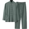 Generisch Tai Chi Tuta Uomo Tang Abito Stile Cinese Manica Lunga Cotone Camicia+Pantaloni 2 Divisori Tradizionale Arti Marziali Abbigliamento Traspirante Kung Fu Uniform Set Tangzhuang Primavera Estate Tuta da