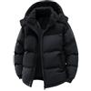 Bestgift Cappotto da uomo imbottito in cotone con fodera in pile e extra spesso per la stagione fredda, Nero , S
