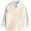 NEXT Ragazzo Set con Gilet in Maglia e Camicia Ecru Cream 12 Mesi-18 Mesi