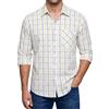 Enlision Camicia Uomo Maniche Lunghe a Quadri Bianca Camicie Casual da Uomo con Tasche Collo Botton-Down Regular Fit Taglie Forti S