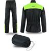 BI ESSE WP-Dry Giacca Pantaloni Tuta Antipioggia Moto Impermeabile Unisex Acqua Resistente Motociclista. (IT, Testo, XL, Regular, Regular, Nero Fluo)