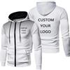 Custom Personalizzato Logo Uomo Felpe con Cappuccio Personalizzate Primavera Autunno Manica Lunga Felpa Taglio Slim Casual Sport Zip All'aperto Top Cappotto Nero Bianco