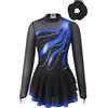 inhzoy Vestito da Pattinaggio Artistico Bambina Abito da Balletto Danza Ballerina con Strass Body Danza Classica Maniche Lunghe Leotard Costume da Ballo Samba Salsa Jazz Blu Reale 7-8 Anni