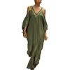 Lishengping Tunica da donna Caftan sciolto Beachwear Bikini Coprire Maxi Abito Kaftano turco Verde militare Taglia unica