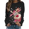 Generico Maglione Natalizio Donna Maglioni Natalizi Felpa Maglione Donna Maniche Lunghe con Stampa di Fiocchi di Neve a Collare Rotondo Renna Xmas Camicia Felpe Natale