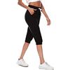 Ietaoo Pantaloni Tuta Donna 3/4 100% Cotone Pinocchietto Capri Estivi Leggeri Comodi Traspiranti Elastico con Tasche Fitness Nero XXL