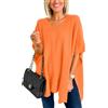 Melliflo Maglione poncho da donna con scollo a V, scialle in cashmere leggero, tinta unita, avvolgente, maglioni, top larghi, Arancione, Medium