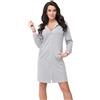 DOROTA accappatoio trendy e confortevole da donna in cotone con zip e cappuccio, prodotto nell'UE, colore grigio melange, taglia M