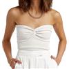 EFAN Top a fascia da donna, abbigliamento estivo, carino, crop top, collezione 2026, per spiaggia, vacanza, primavera, alla moda, stile anni 2000, senza spalline, senza maniche, bianco sporco, M