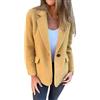 Suncadmious Donna Autunno e Inverno Morbido Caldo Colore Solido Blazer Casual Business Ufficio Breve Pea Giacca Flip Lapel Button con Tasche Giacca Invernale (Giallo,S)