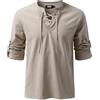 JOGAL Camicia da uomo vintage rinascimentale con lacci, camicia a maniche lunghe, in cotone, per i pirati vichinghi medievali