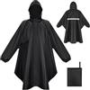 LUROON Poncho Antipioggia Impermeabile Donna Uomo con Maniche e Tasca, Riutilizzabili Mantella Antipioggia, Impermeabile Portatile con Cappuccio Strisce Riflettenti per Adulto Per Escursionismo Viaggi