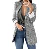 Duohropke Giacca Glitterata da Donna per Feste e Club Giacca con Paillettes Blazer da Completo Fashion Blazer con Paillettes Glitter Giacca Casual con Tasche Elegante Sagomata Blazer da Completo